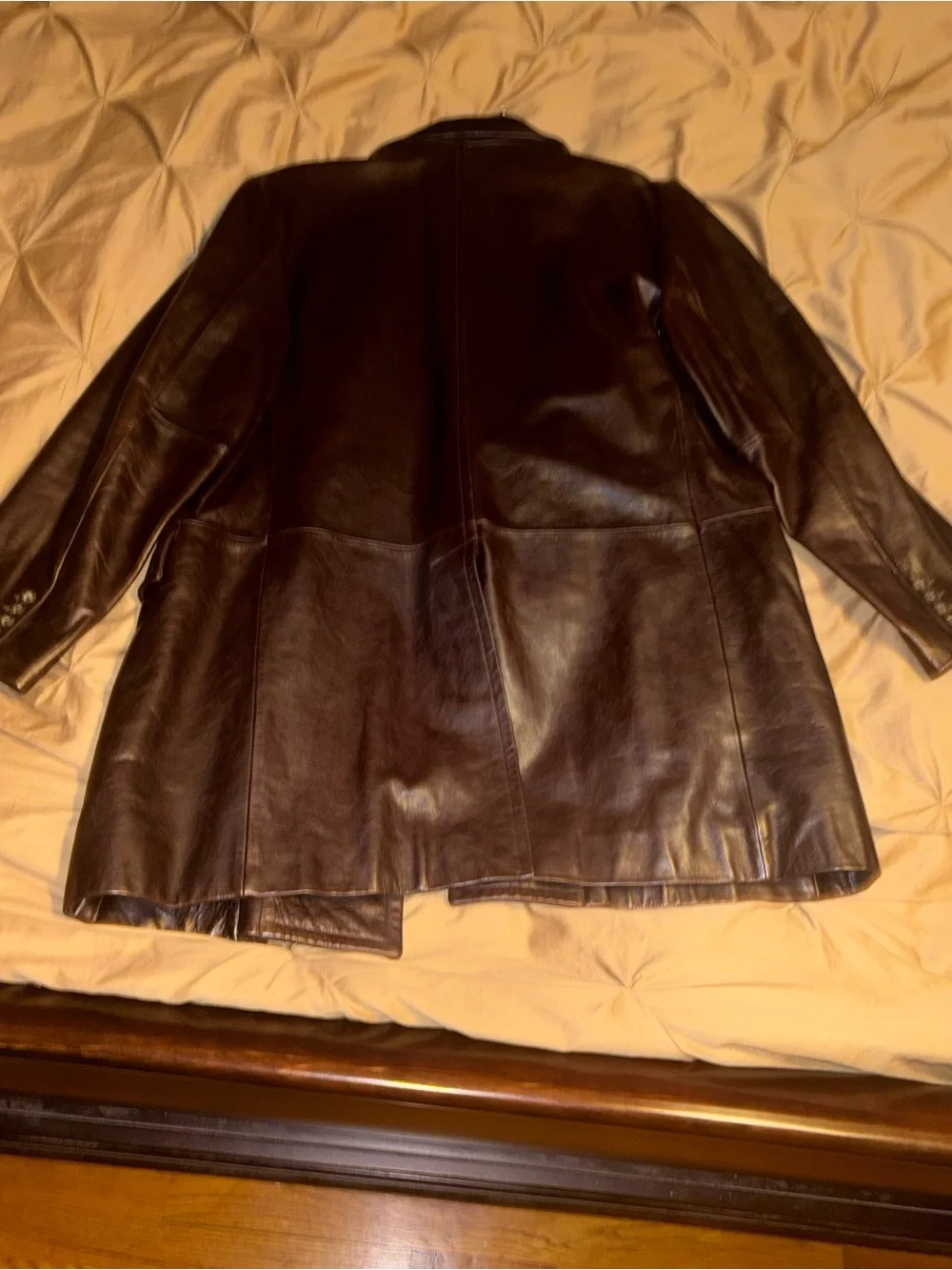 Banana Republic Men's Dark Brown Leather Double-Breasted Pea Coat